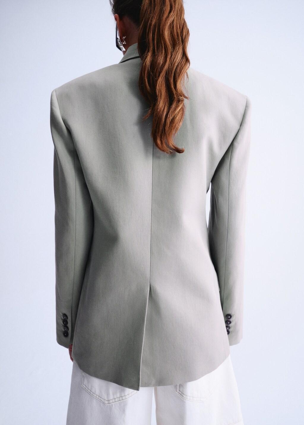 Grey Double-Breasted Blazer With Button Closure, 0201_92, large image number 2