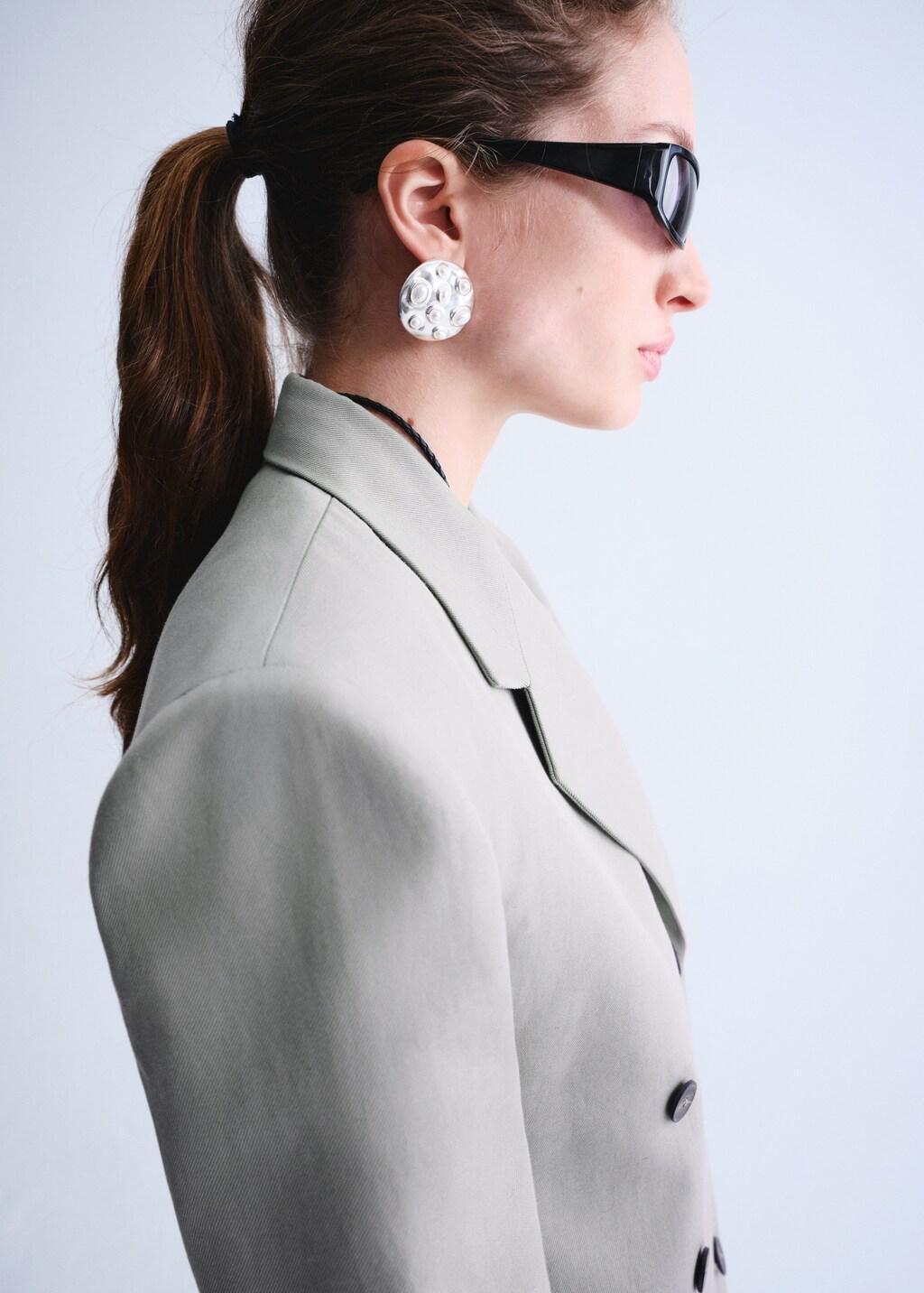 Grey Double-Breasted Blazer With Button Closure, 0201_92, large image number 6