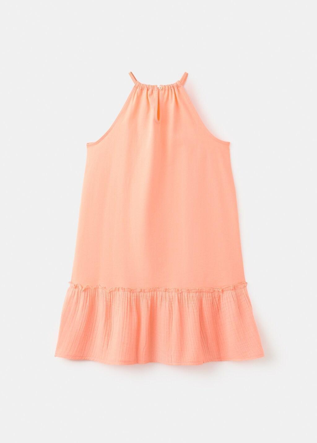 Orange Frill Cotton Dress, Kids Girl, Bright Orange, large image number 1