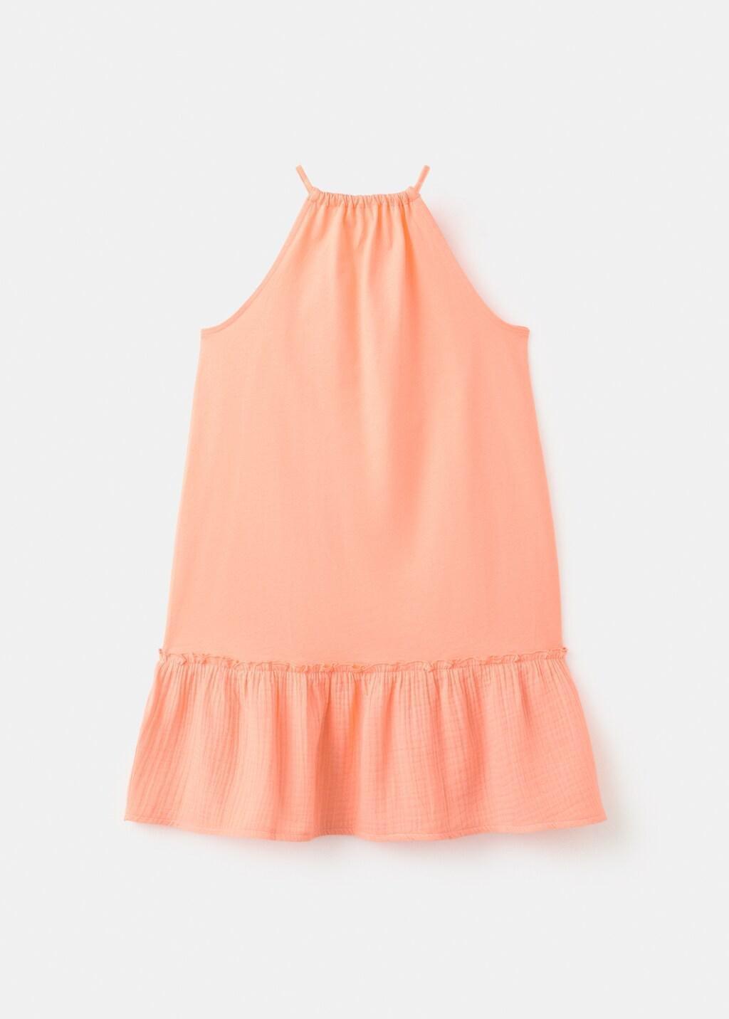 Orange Frill Cotton Dress, Kids Girl, Bright Orange, large image number 5