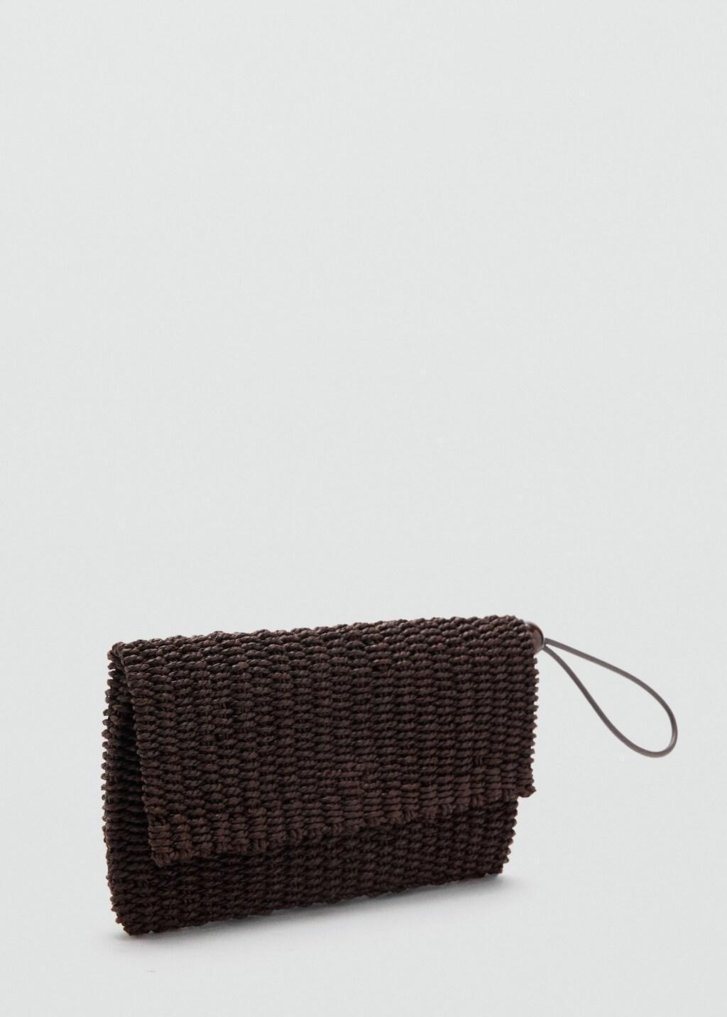 Brown Natural Fibre Flap Pouch, Dark Brown, large image number 0