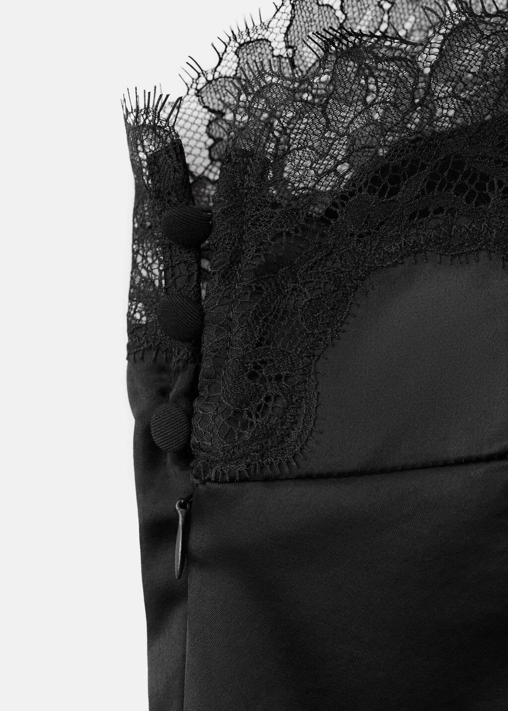 Black Jumpsuit With Combined Lace And Knit, Black, large image number 5