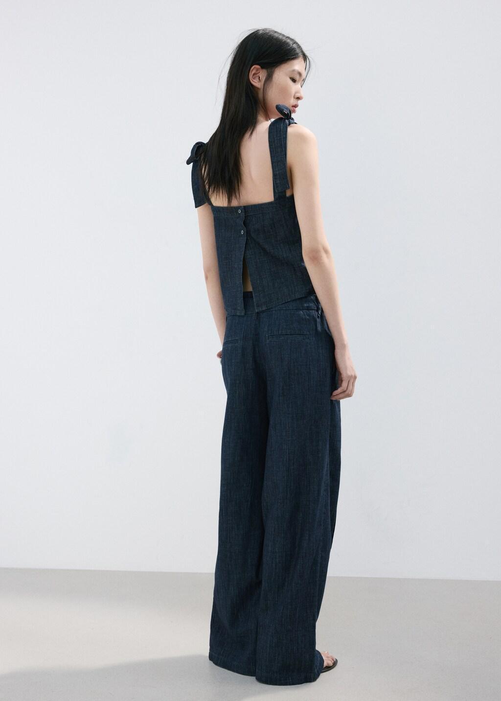 Blue Wide Leg Denim Trousers, 0201_TS, large image number 2