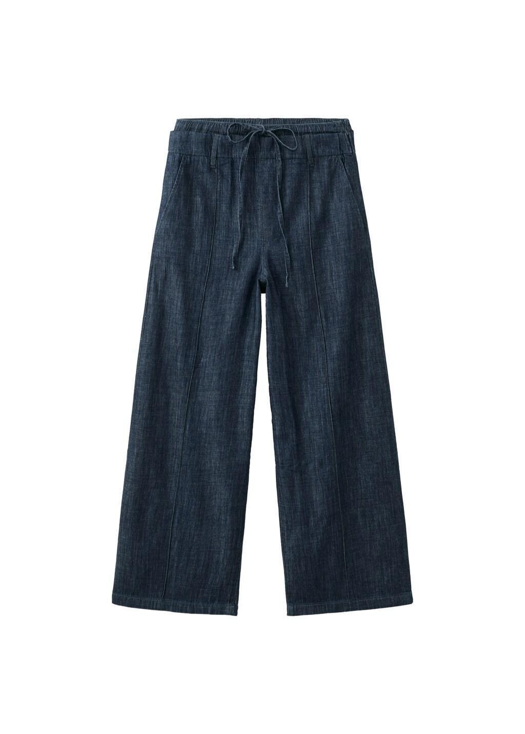 Blue Wide Leg Denim Trousers, 0201_TS, large image number 6