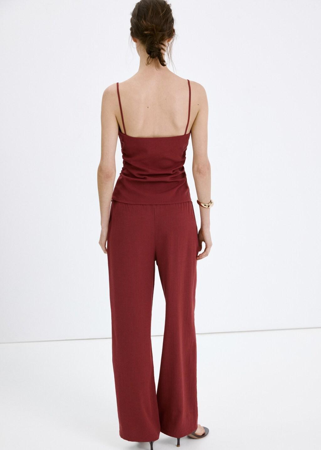 Red Bow Straight Trousers, 0201_70, large image number 2