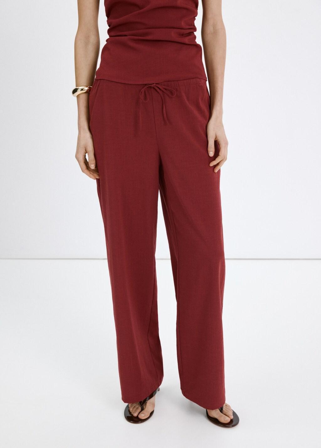 Red Bow Straight Trousers, 0201_70, large image number 5