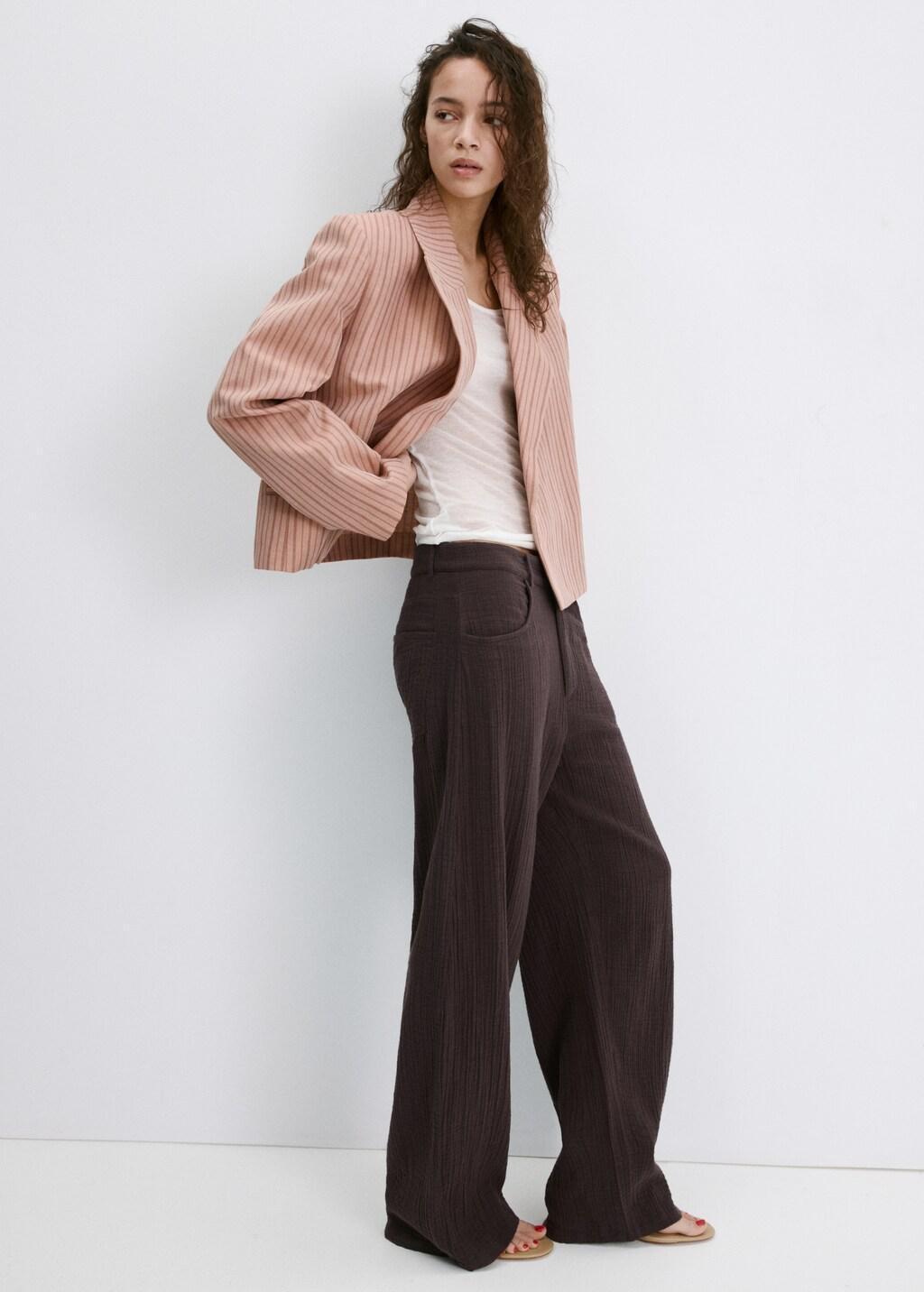 Brown Balloon Cotton Trousers, Dark Brown, medium