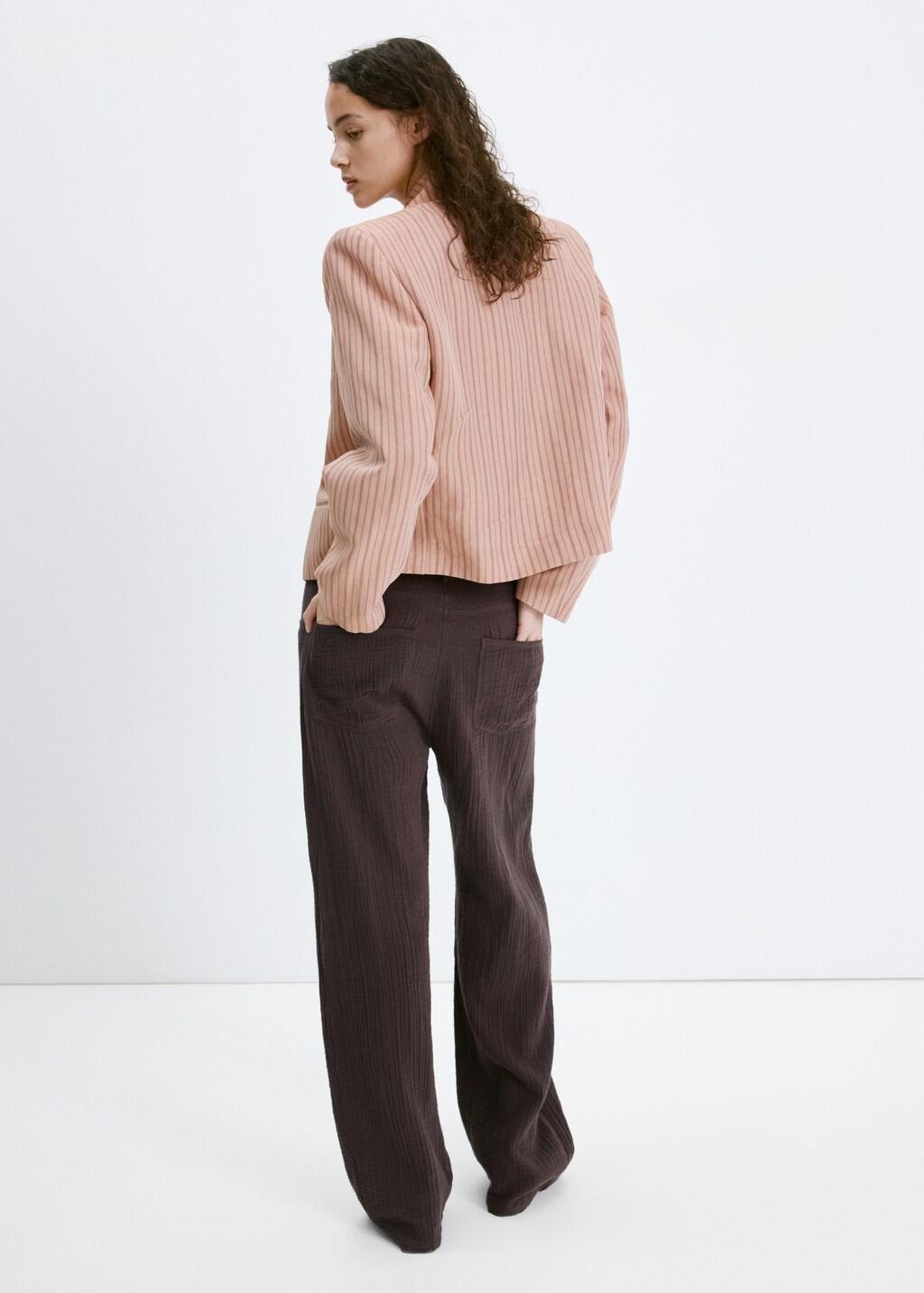 Brown Balloon Cotton Trousers, Dark Brown, medium