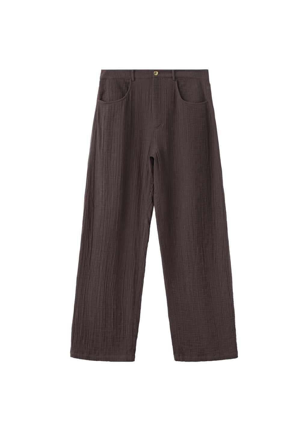 Brown Balloon Cotton Trousers, 0201_32, large image number 7