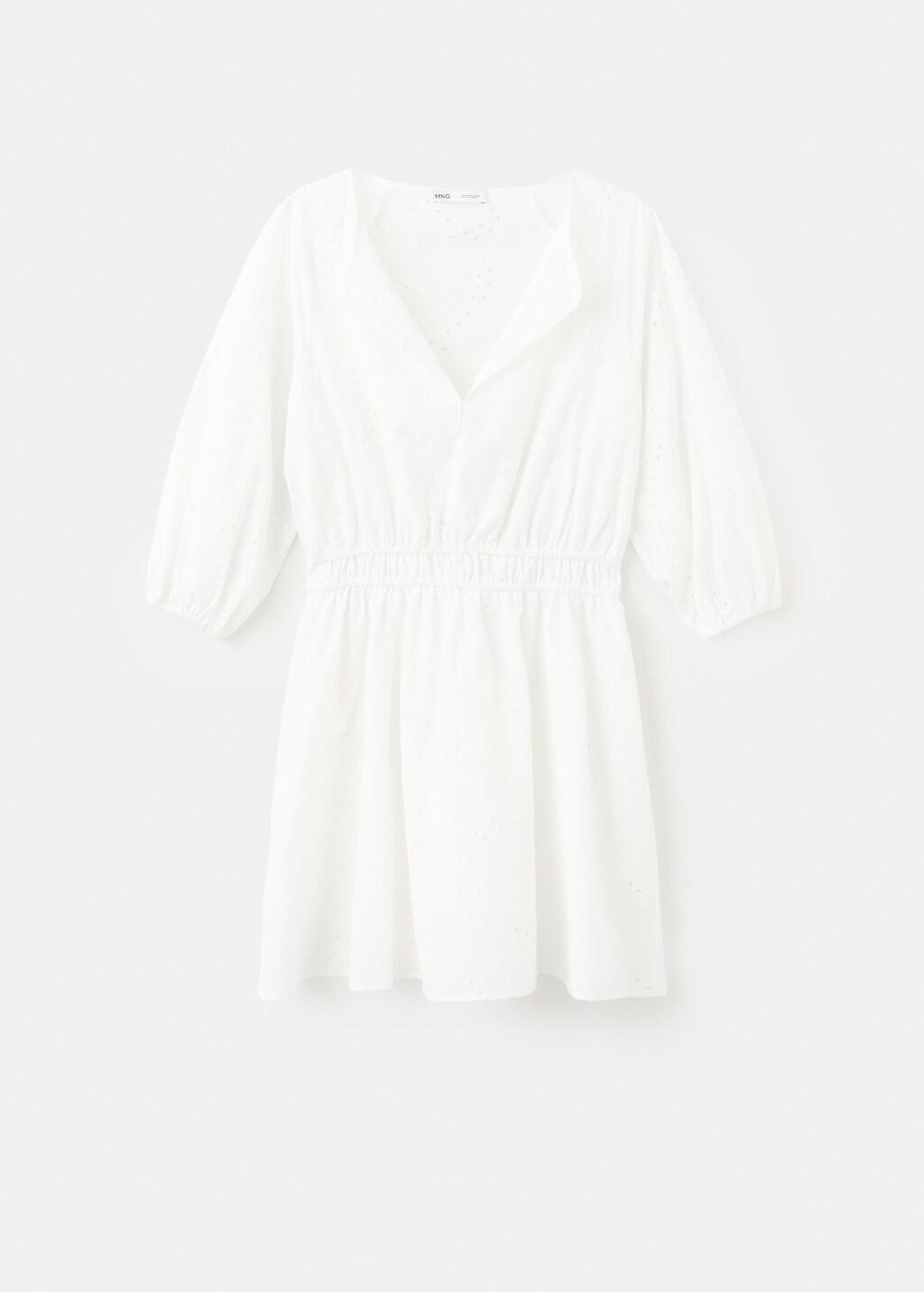 White Embroidered Short Dress, White, large image number 8