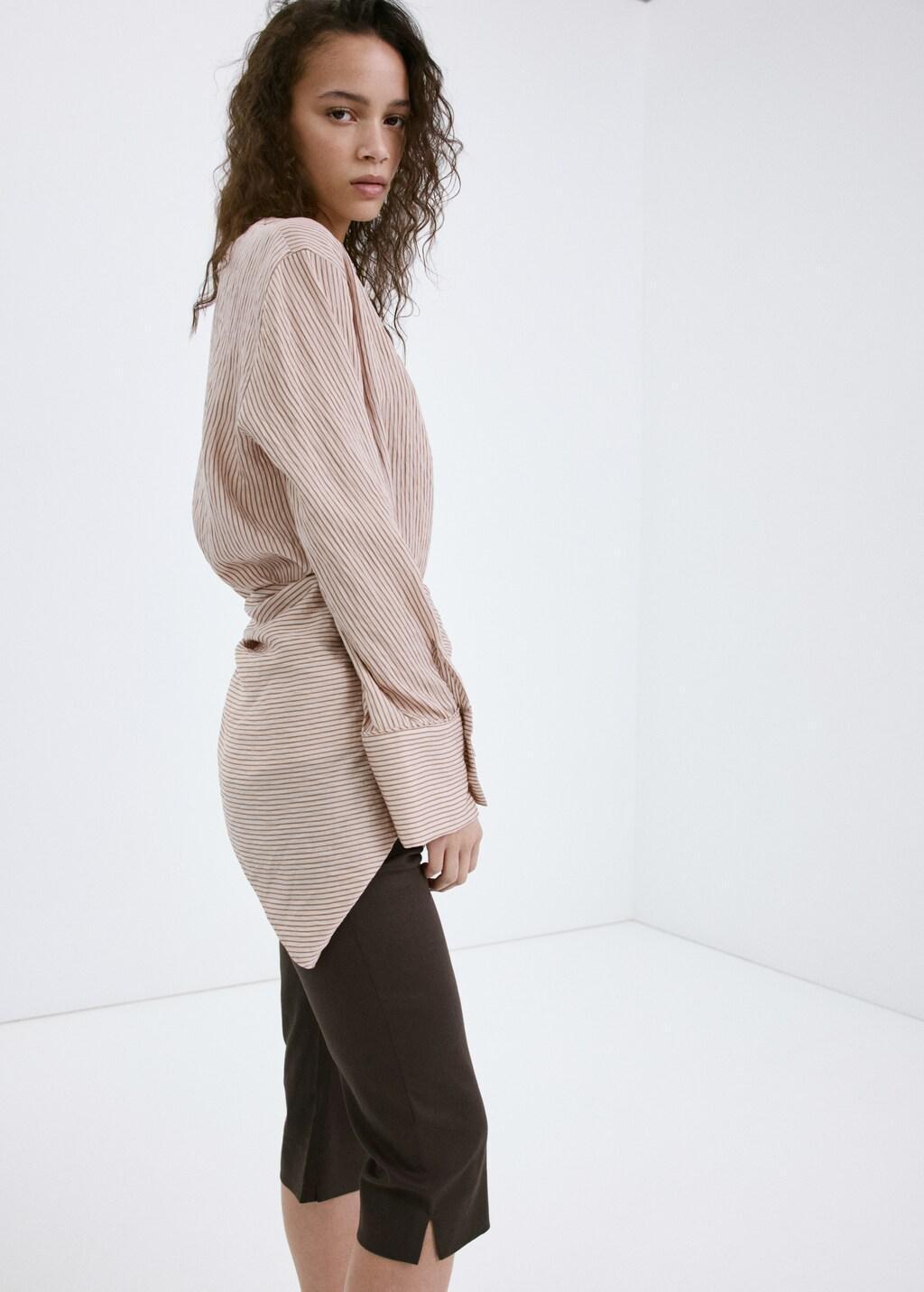 Brown Linen Capri Trousers, Dark Brown, large image number 4