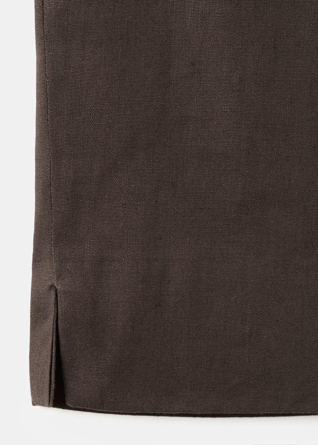 Brown Linen Capri Trousers, Dark Brown, large image number 5