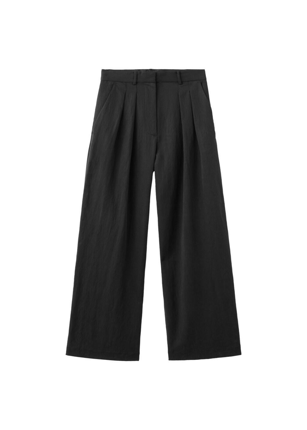 Black Straight-Fit Lyocell Trousers, Black, large image number 7