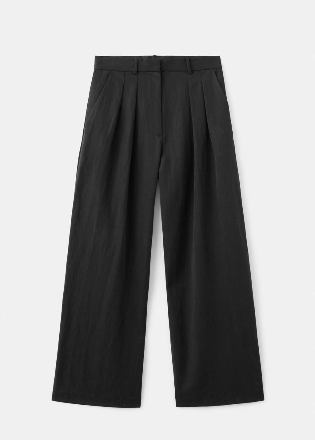Black Straight-Fit Lyocell Trousers, Black, large image number 8