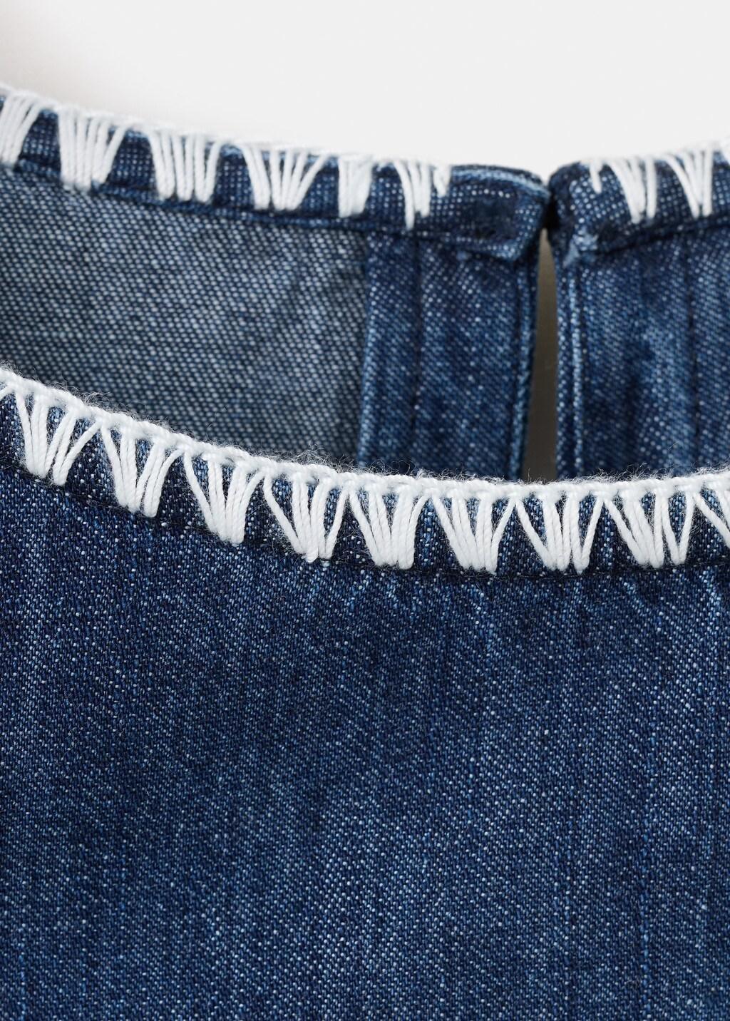 Blue Contrast Trim Denim Top, 0201_TS, large image number 1