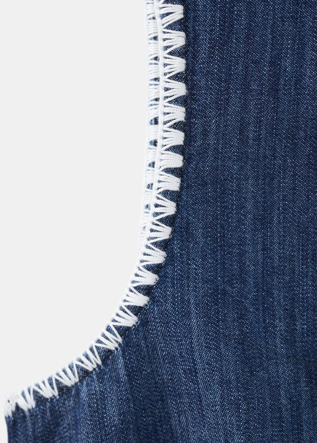 Blue Contrast Trim Denim Top, 0201_TS, large image number 5