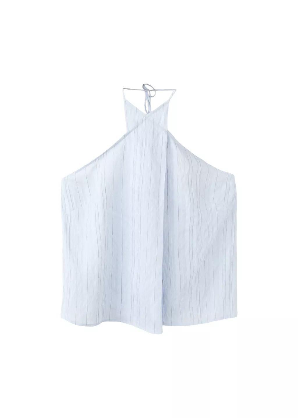Blue Striped Crossover Top, Medium Blue, large image number 7