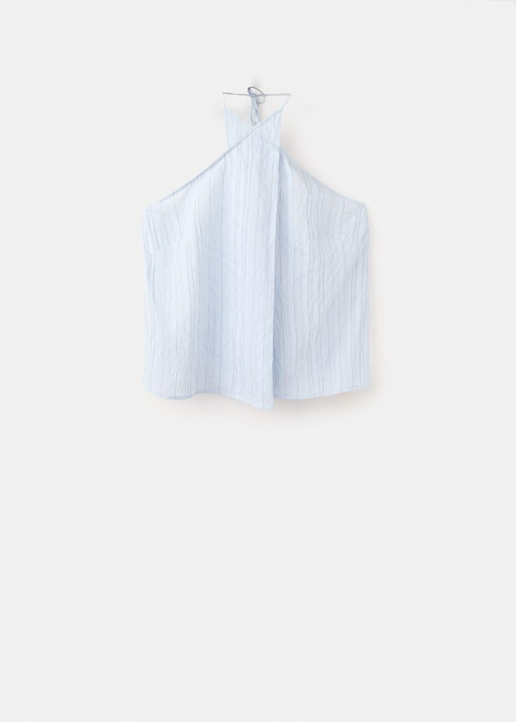 Blue Striped Crossover Top, Medium Blue, large image number 8