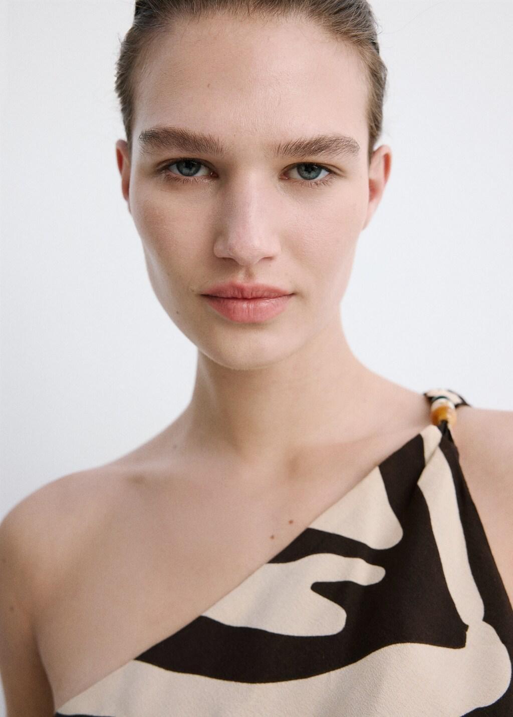 Brown Asymmetric Printed Top, Brown, large image number 4