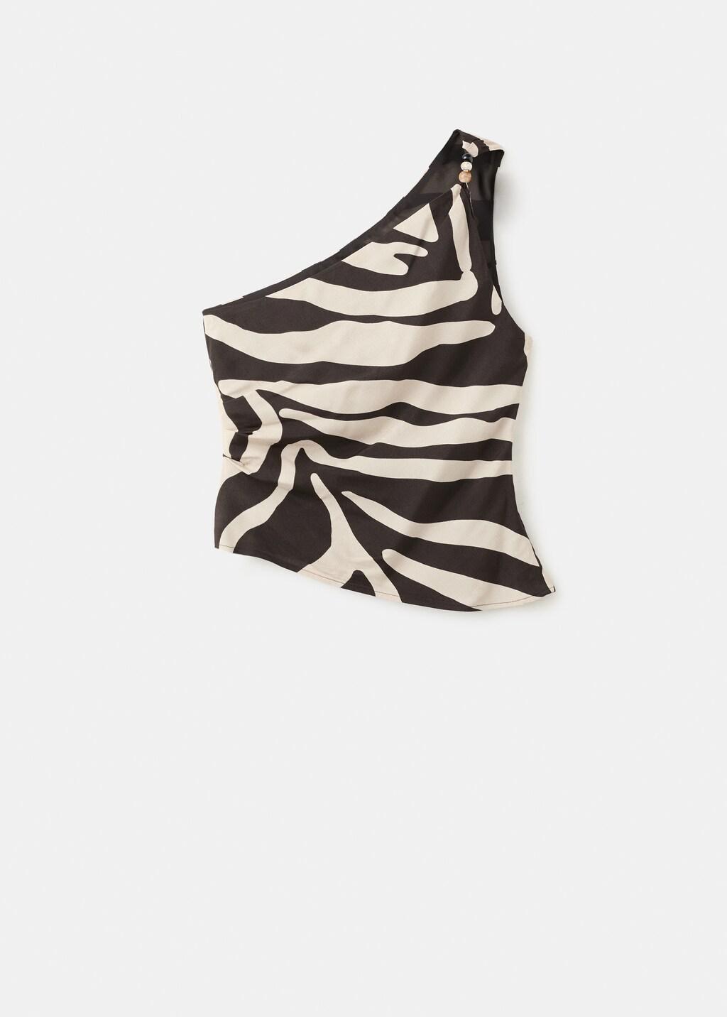 Brown Asymmetric Printed Top, Brown, large image number 7