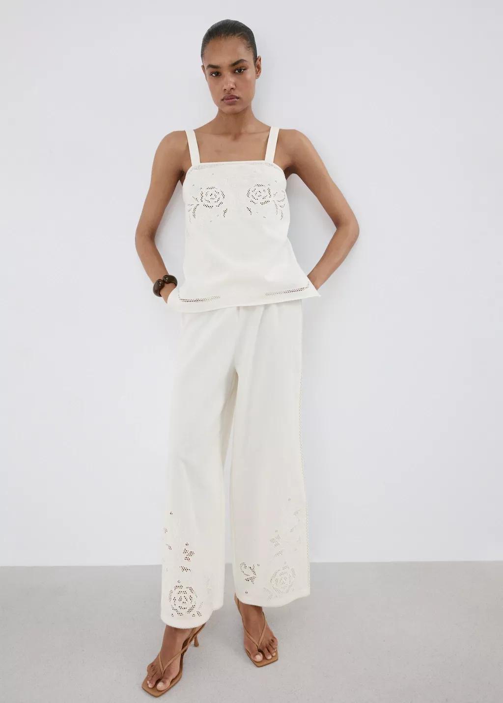 White Embroidered Broderie Anglaise Top, 0201_02, large image number 0
