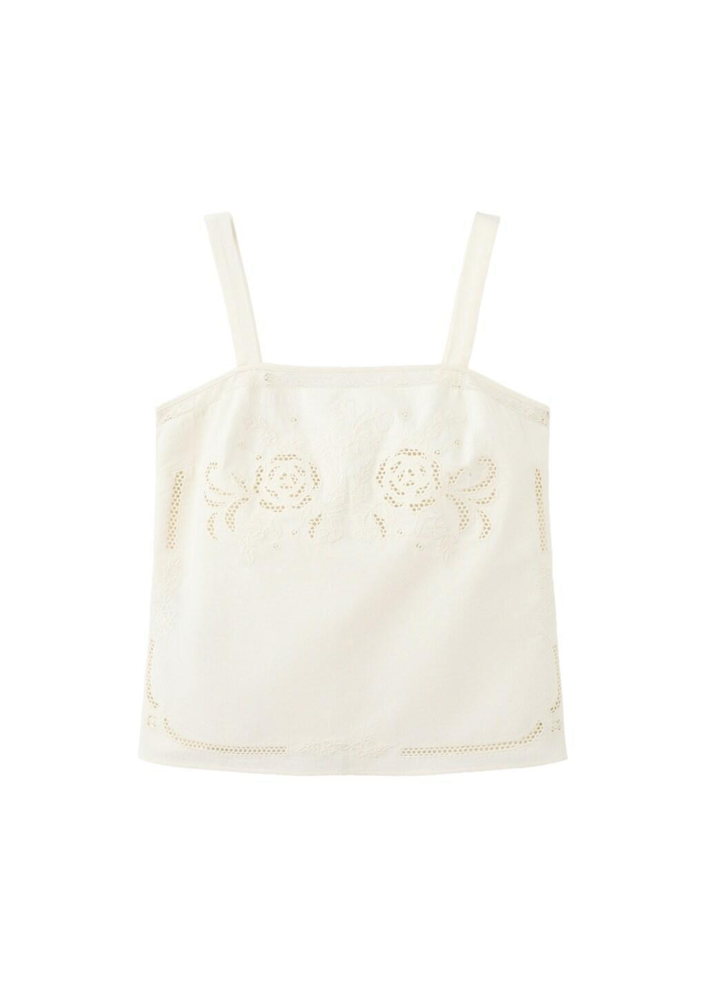White Embroidered Broderie Anglaise Top, 0201_02, large image number 6