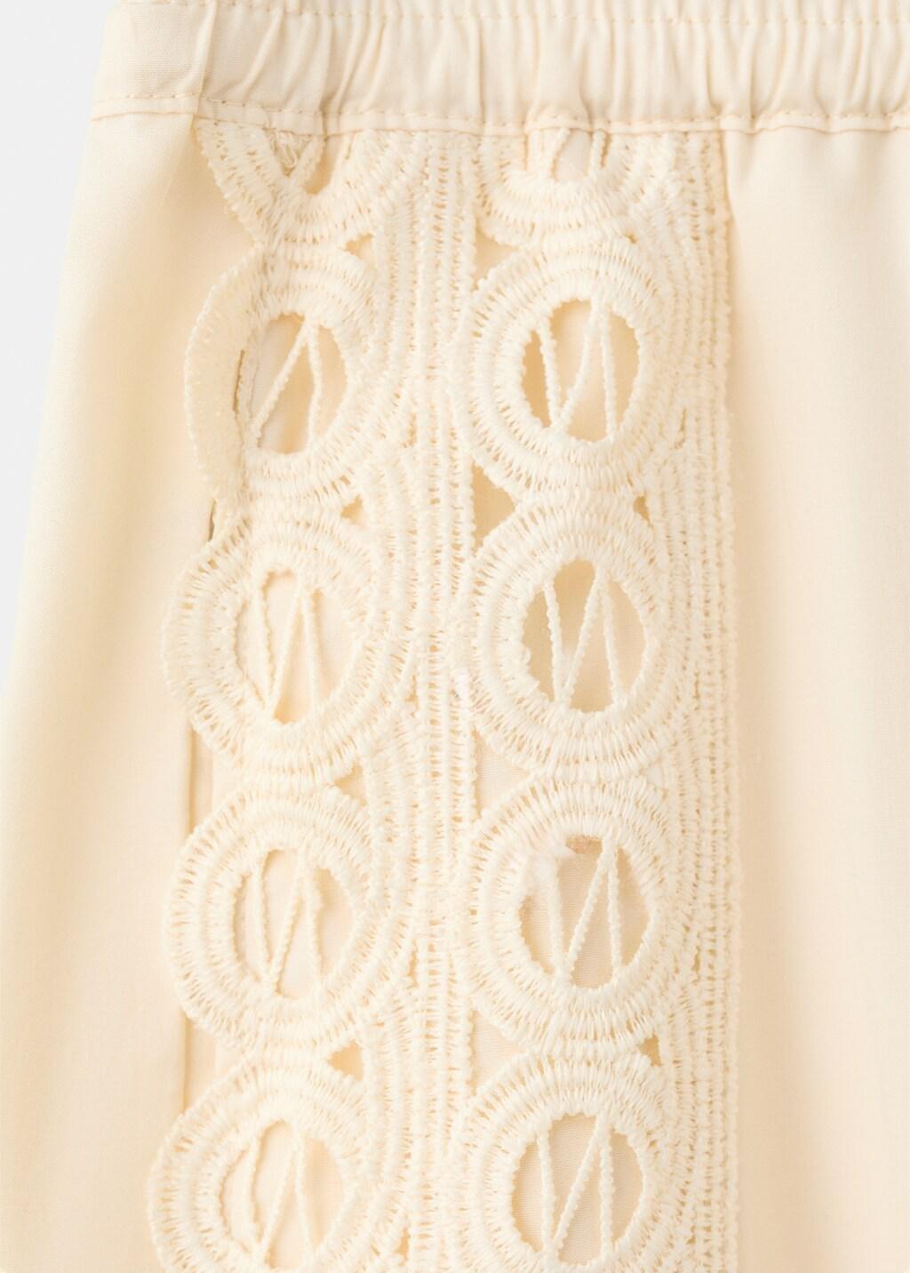Beige 100% Cotton Trousers With Embroidered Stripe, 0201_05, large image number 4