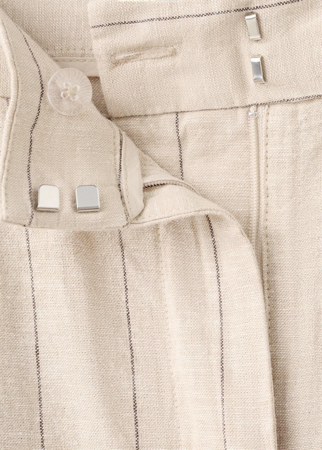 Brown Pinstripe Linen Trousers, 0201_30, large image number 1