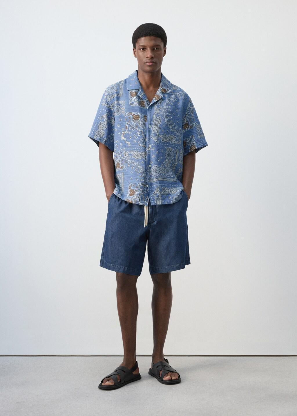 Blue Lt Pastel Printed Short-Sleeved Shirt, 0201_51, large image number 0