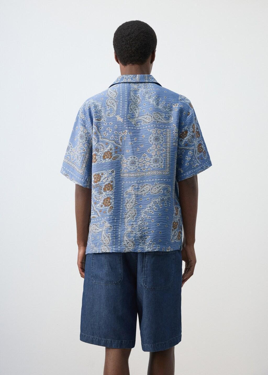 Blue Lt Pastel Printed Short-Sleeved Shirt, 0201_51, large image number 2