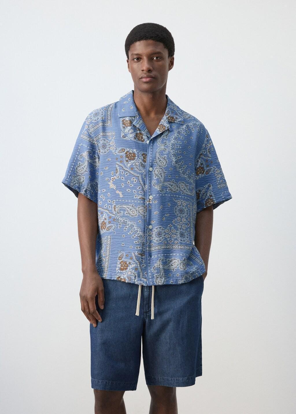 Blue Lt Pastel Printed Short-Sleeved Shirt, Light-Pastel Blue, large image number 3