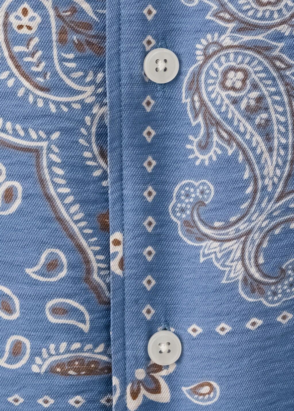 Blue Lt Pastel Printed Short-Sleeved Shirt, 0201_51, large image number 5