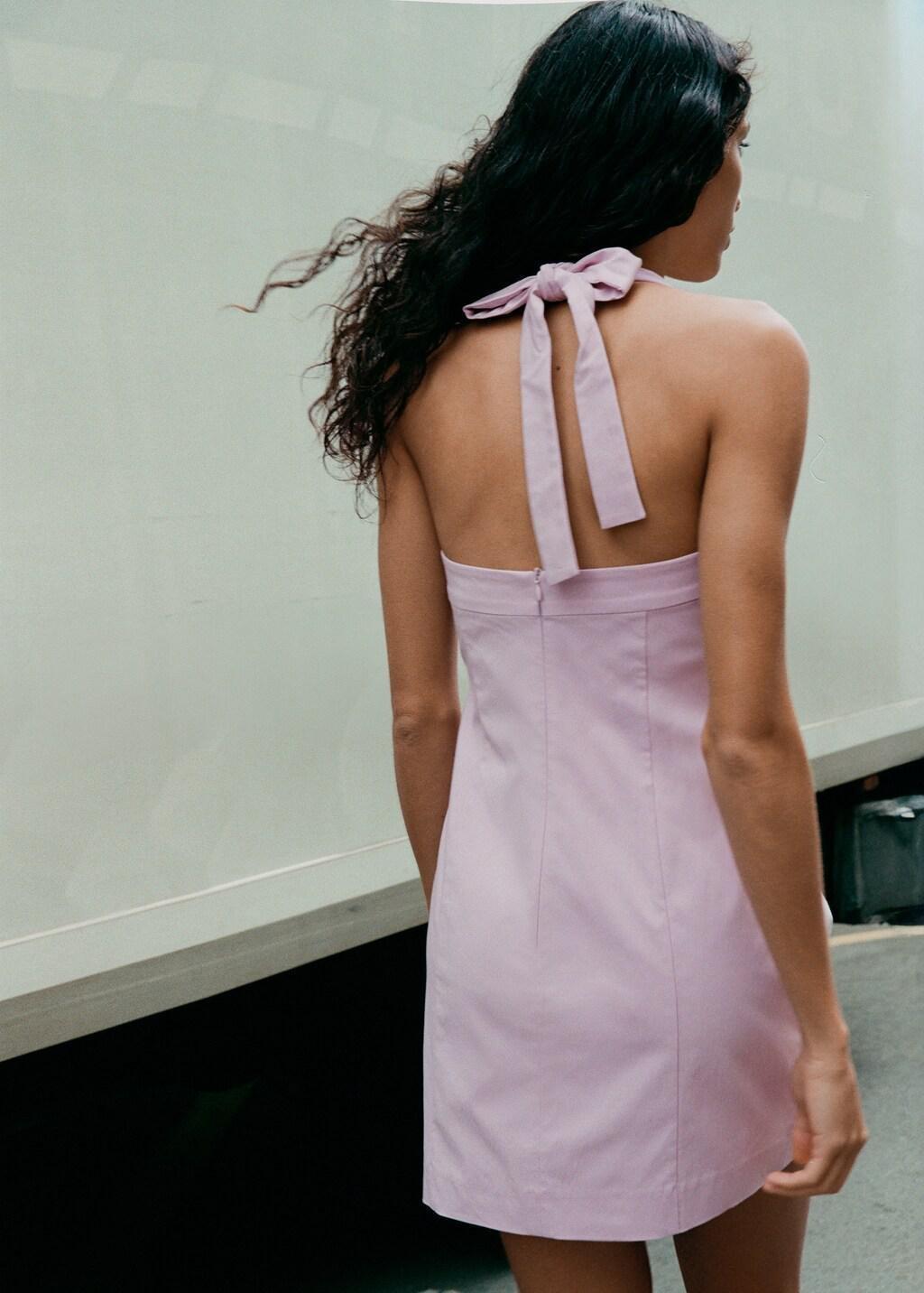 Purple Lt Pastel Short Halter-Neck Dress, 0201_68, large image number 2