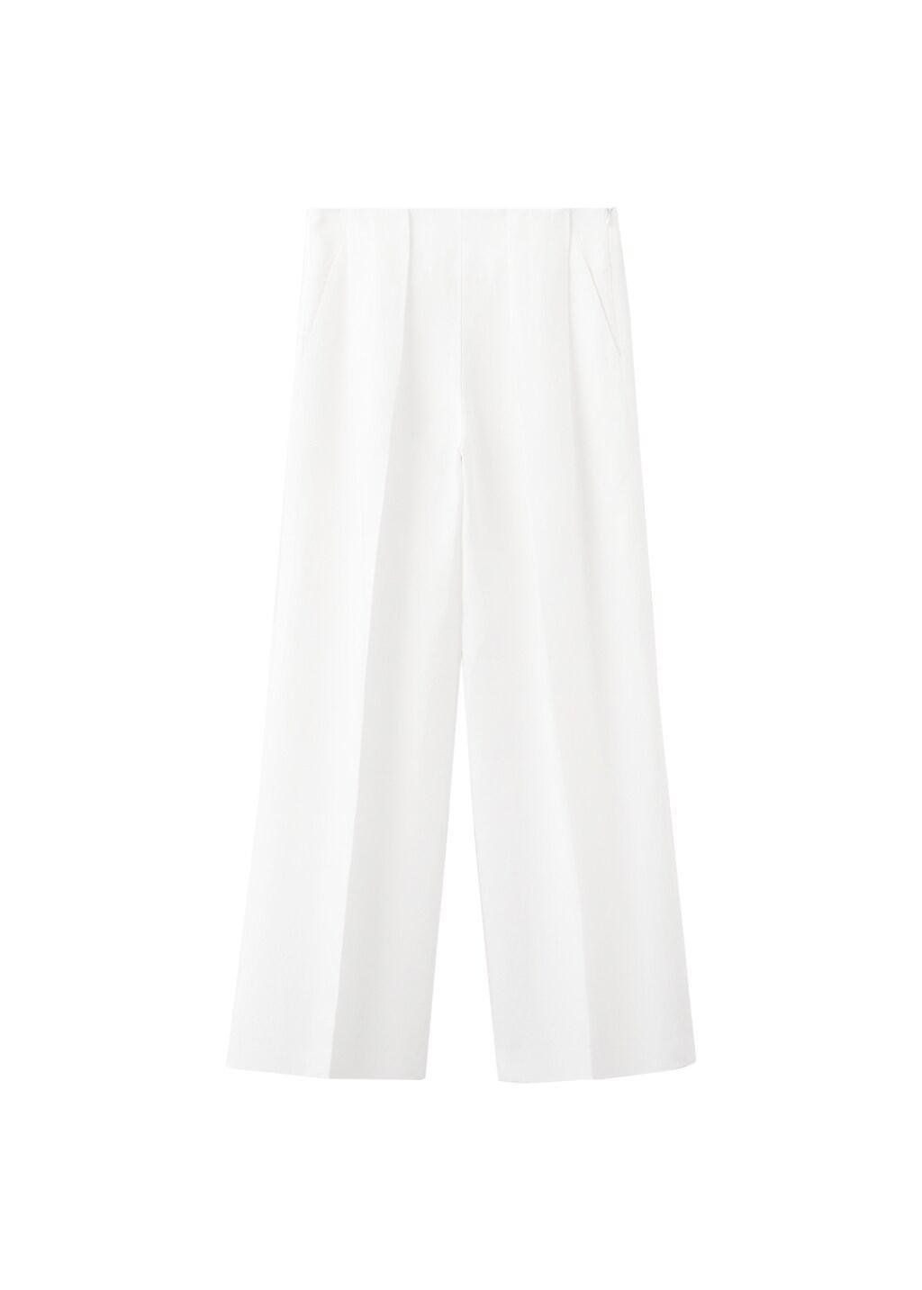 Cream Straight-Fit Lyocell Trousers, 0201_02, large image number 2