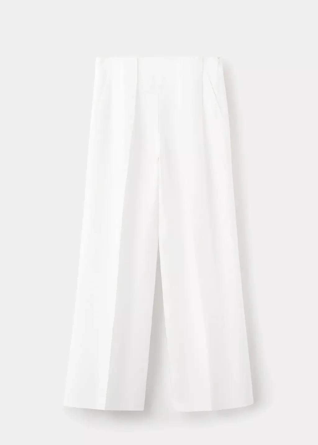 Cream Straight-Fit Lyocell Trousers, 0201_02, large image number 3