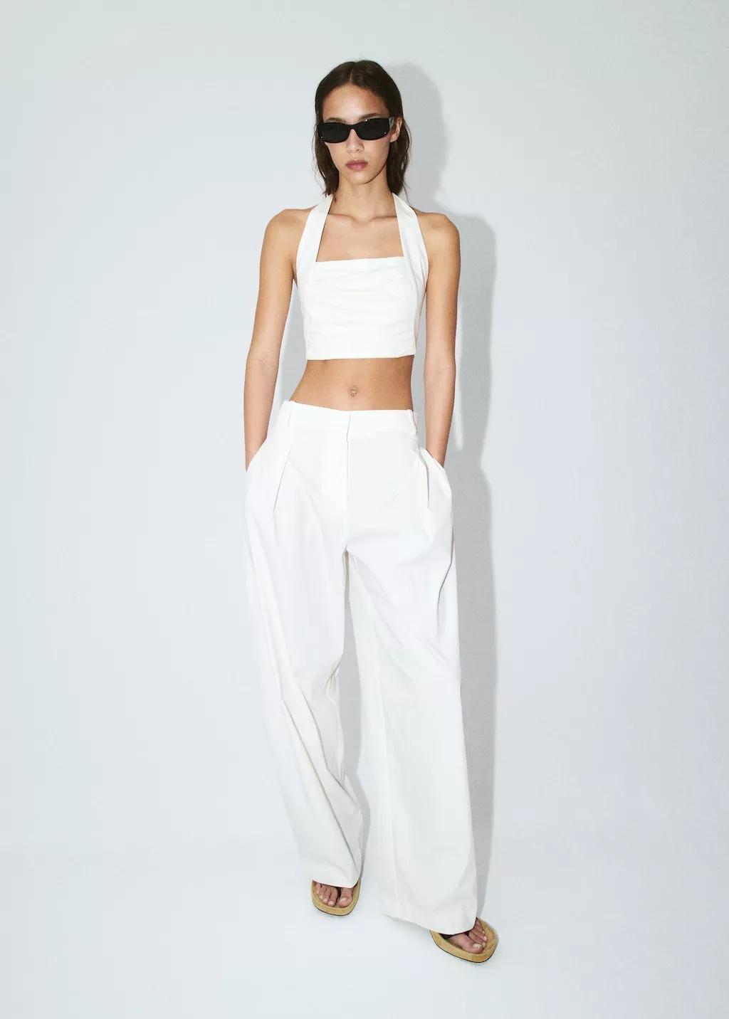 White Crop Top Halter Neck, 0201_01, large image number 0