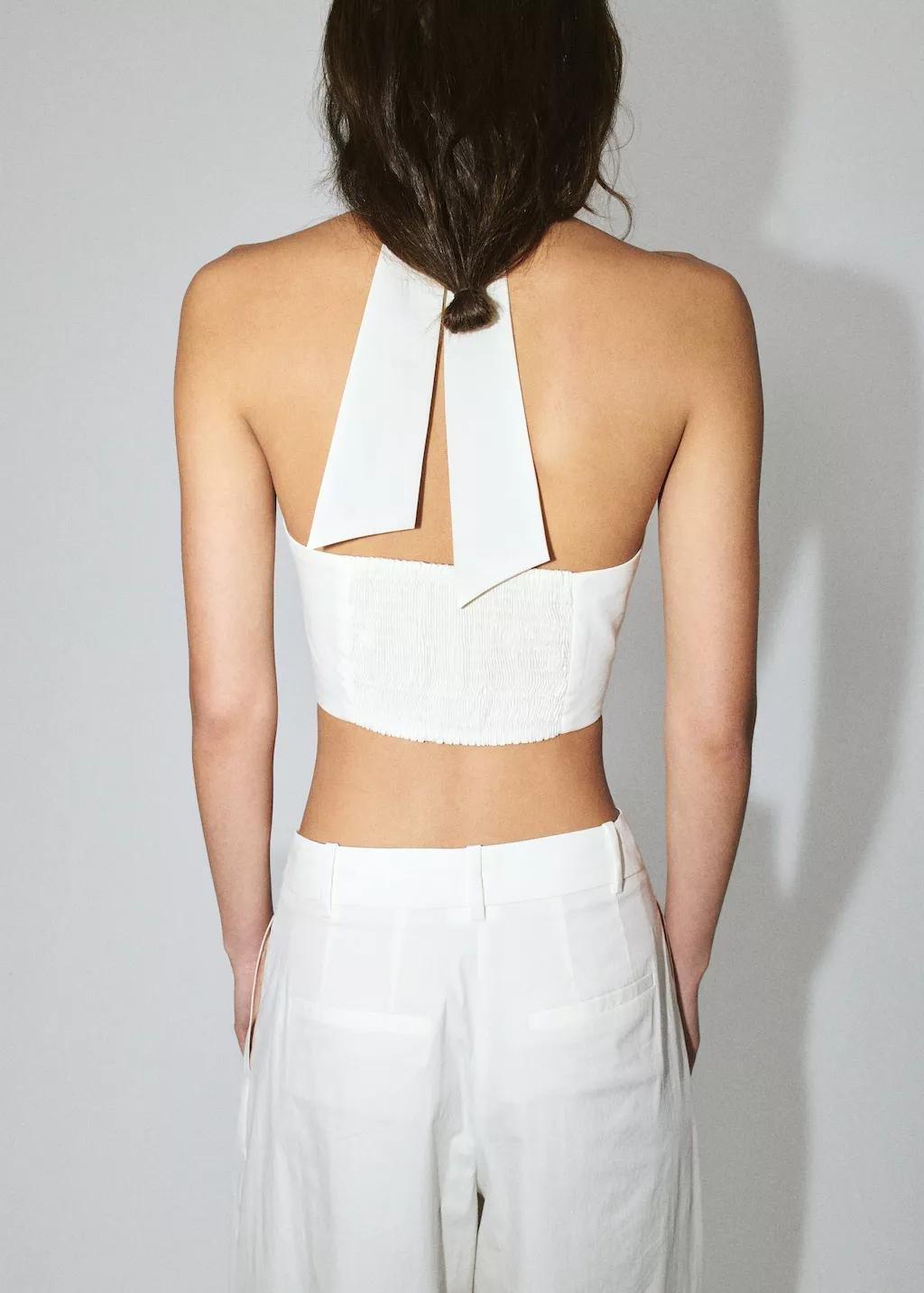 White Crop Top Halter Neck, 0201_01, large image number 2