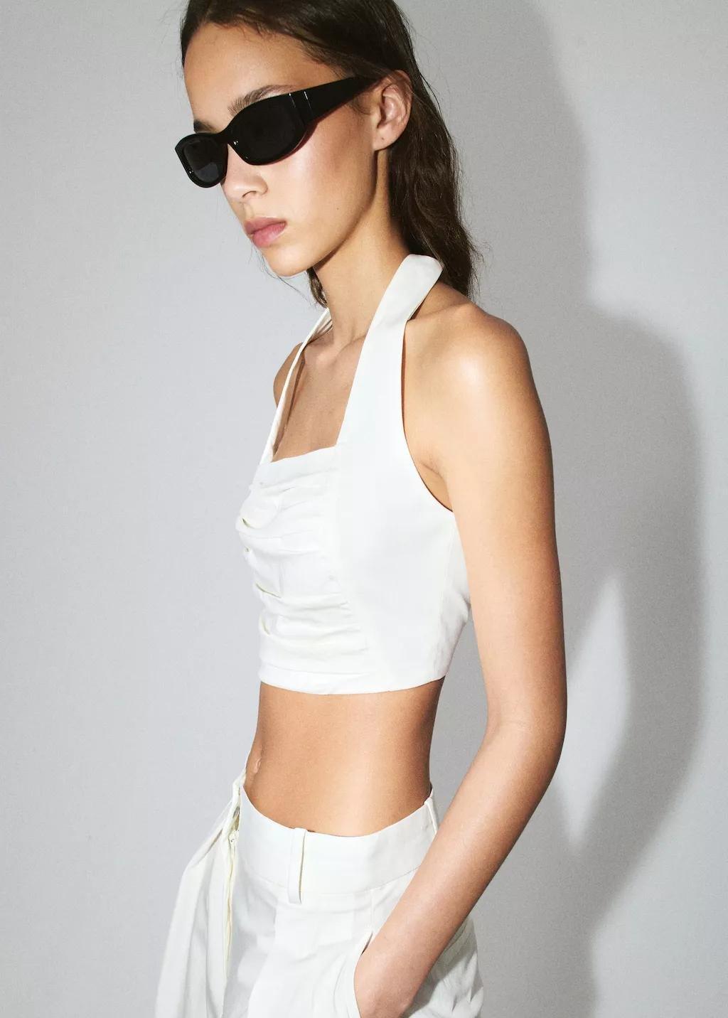 White Crop Top Halter Neck, 0201_01, large image number 3