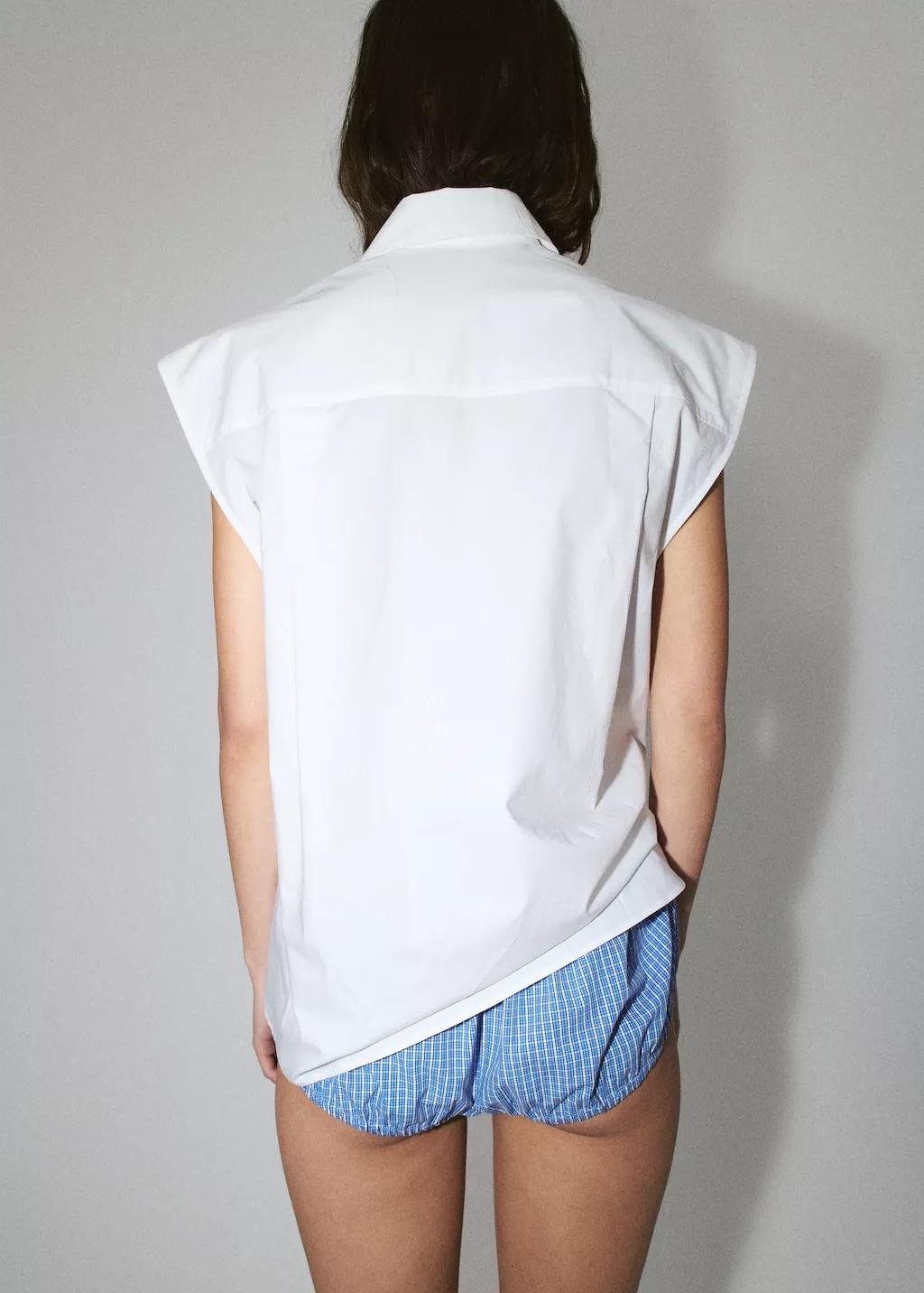 Cream 100% Cotton Sleeveless Shirt, 0201_02, large image number 2