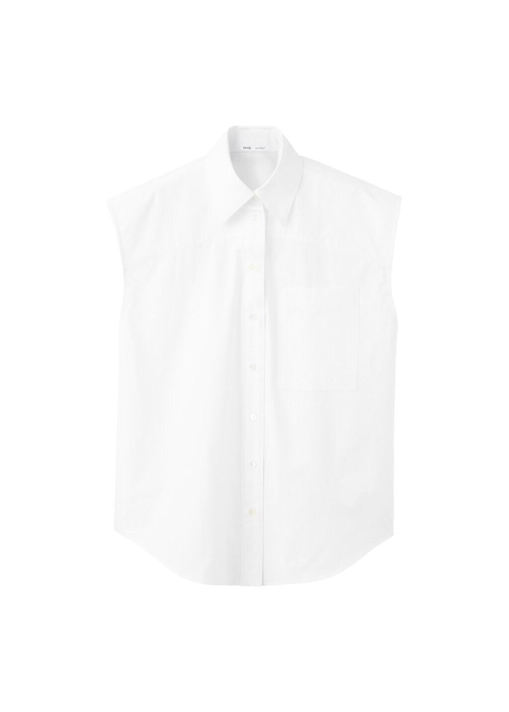 Cream 100% Cotton Sleeveless Shirt, 0201_02, large image number 5