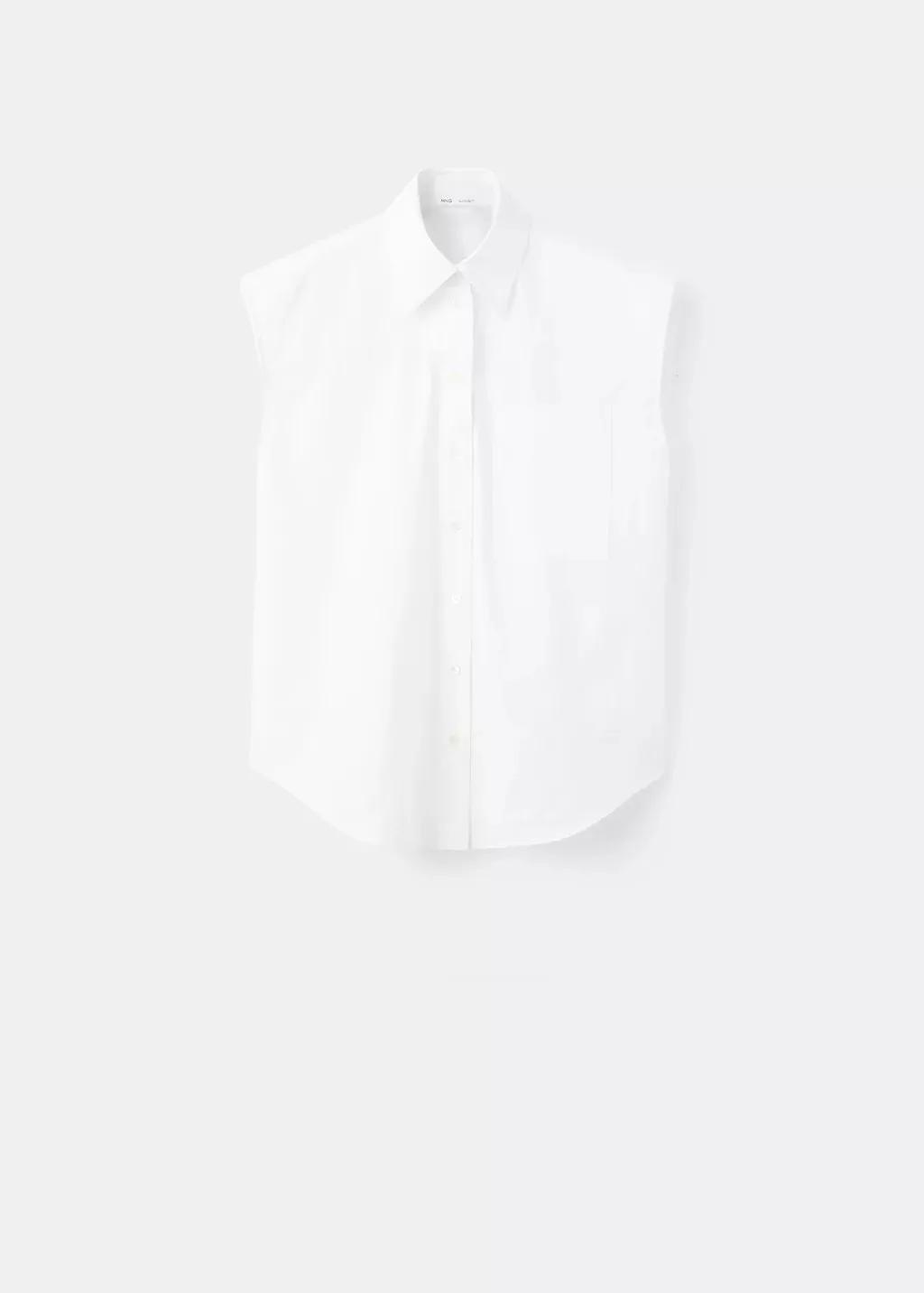 Cream 100% Cotton Sleeveless Shirt, 0201_02, large image number 6