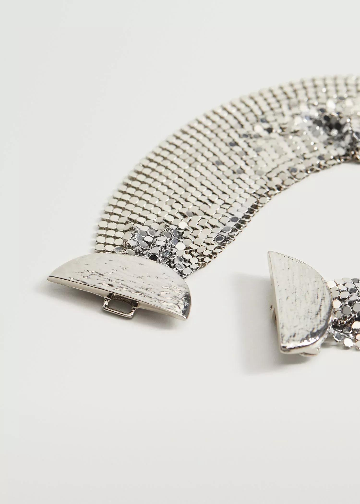 Silver Glitter Choker Necklace, Women, , large image number 1