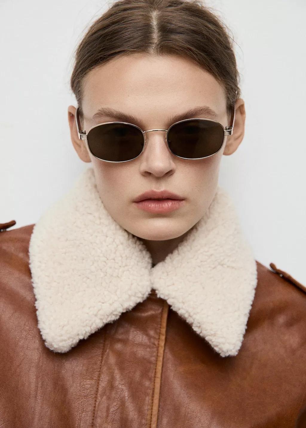 Gold Metallic Frame Sunglasses, Gold, large image number 0