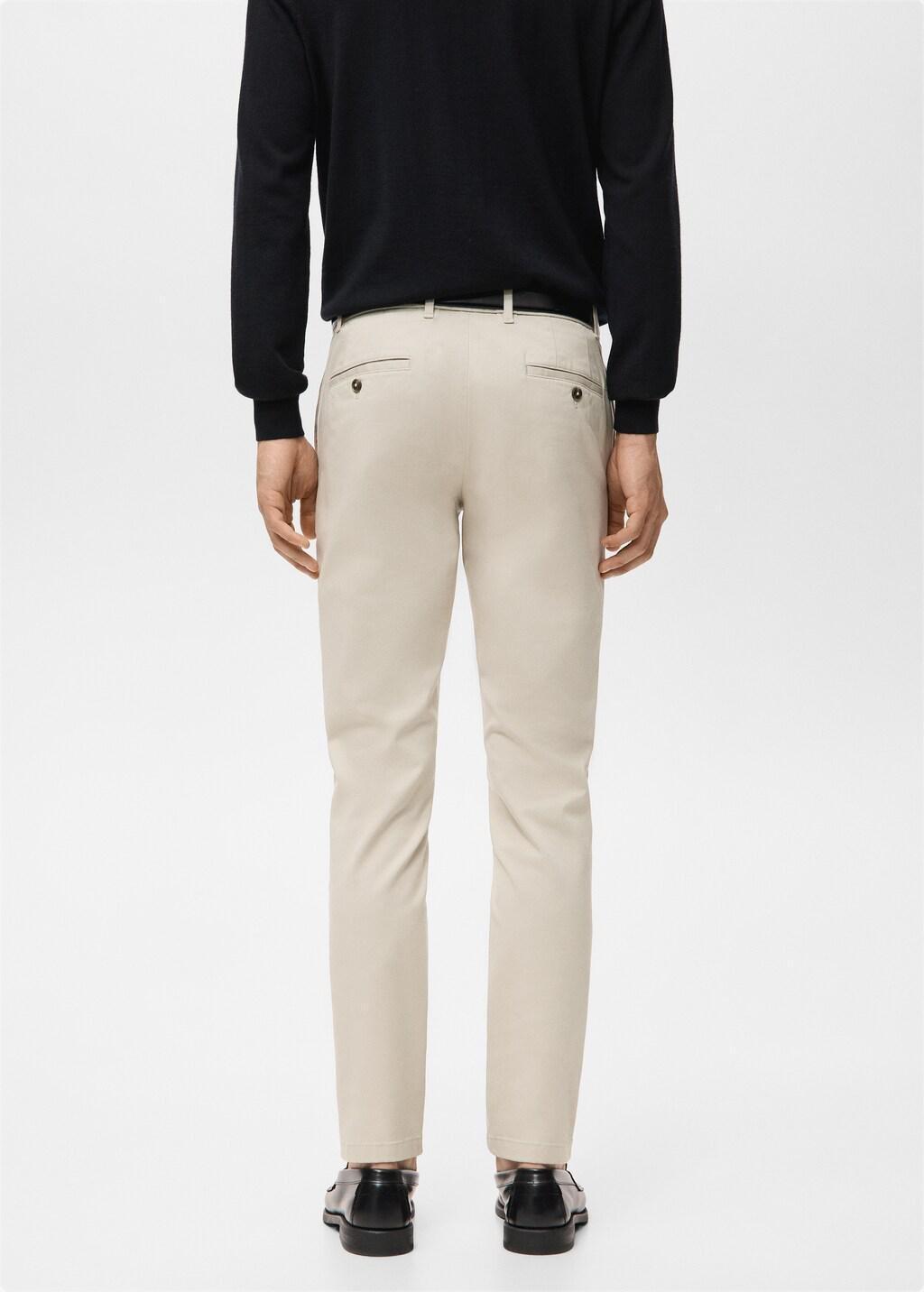 Brown Barna Slim-Fit Twill Chino Trousers, Light Pastel Brown, large image number 2
