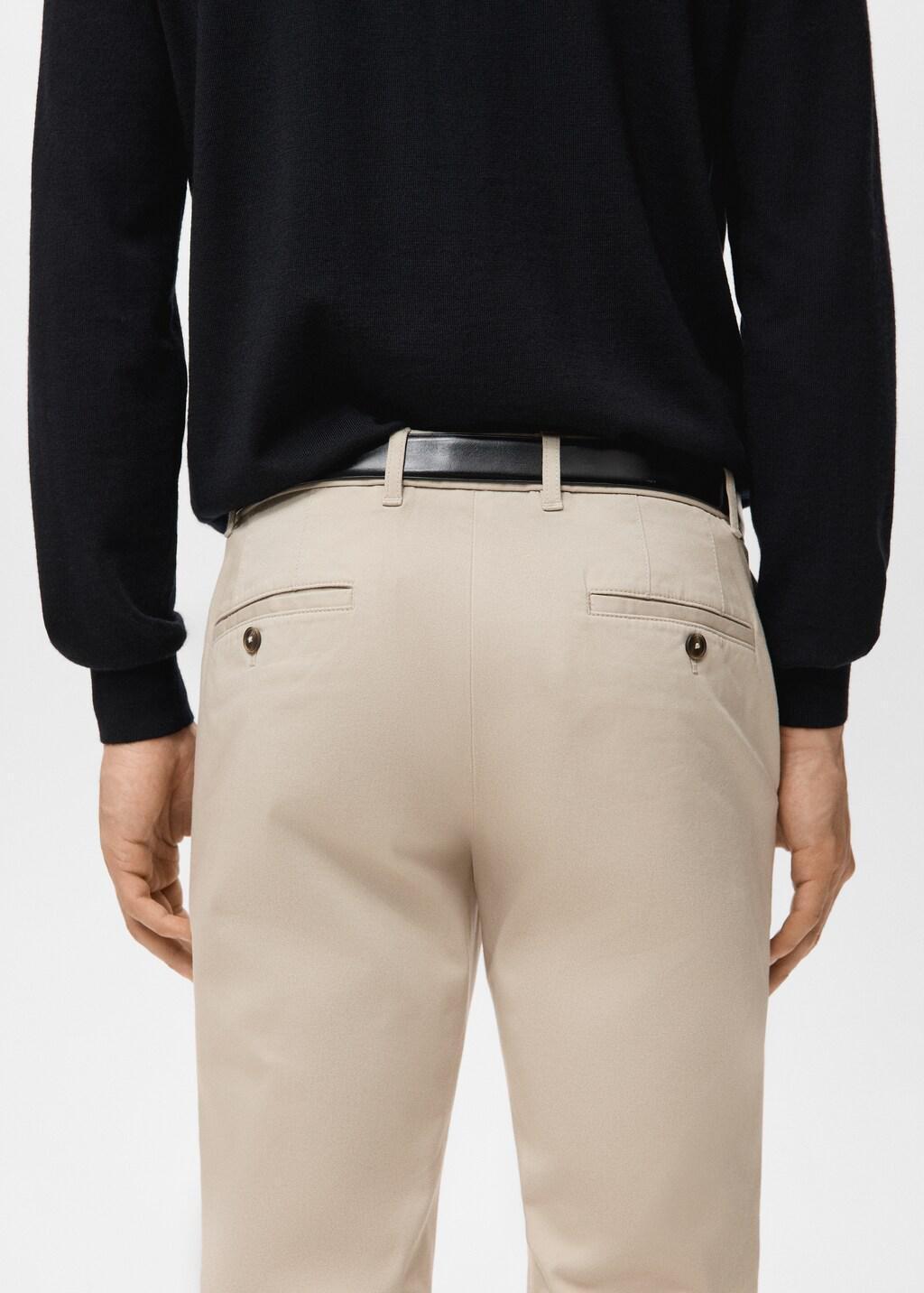 Brown Barna Slim-Fit Twill Chino Trousers, Light Pastel Brown, large image number 6