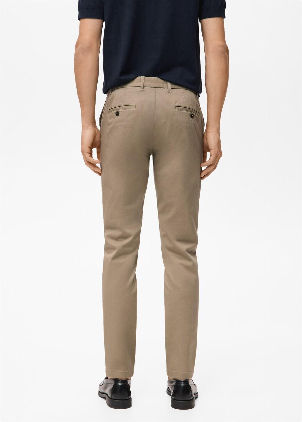 Beige Barna Slim-Fit Twill Chino Trousers, Light Beige, large image number 2