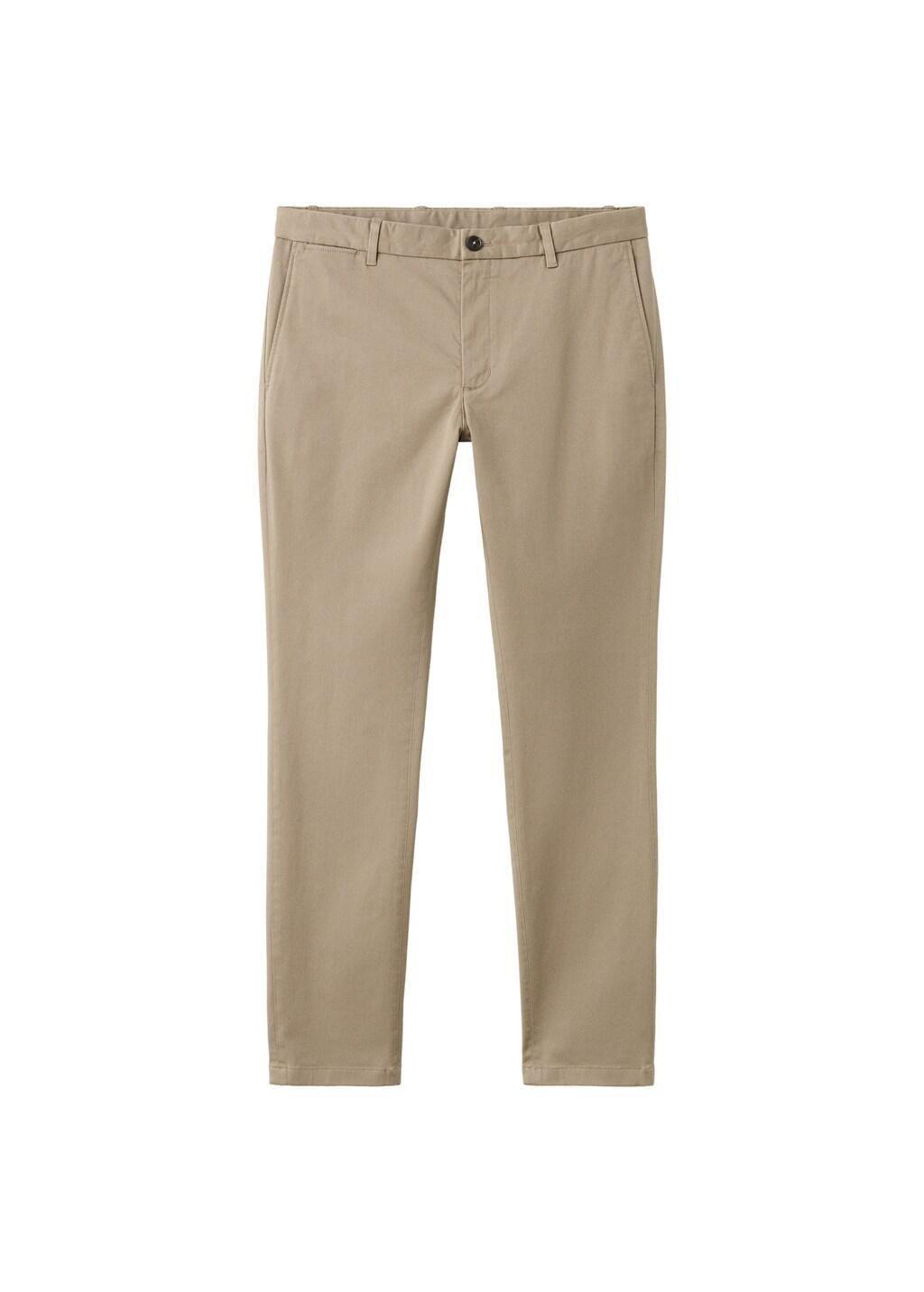 Beige Barna Slim-Fit Twill Chino Trousers, Light Beige, large image number 7