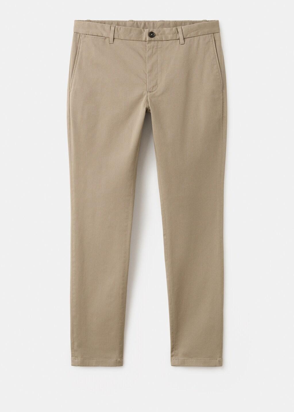 Beige Barna Slim-Fit Twill Chino Trousers, Light Beige, large image number 8