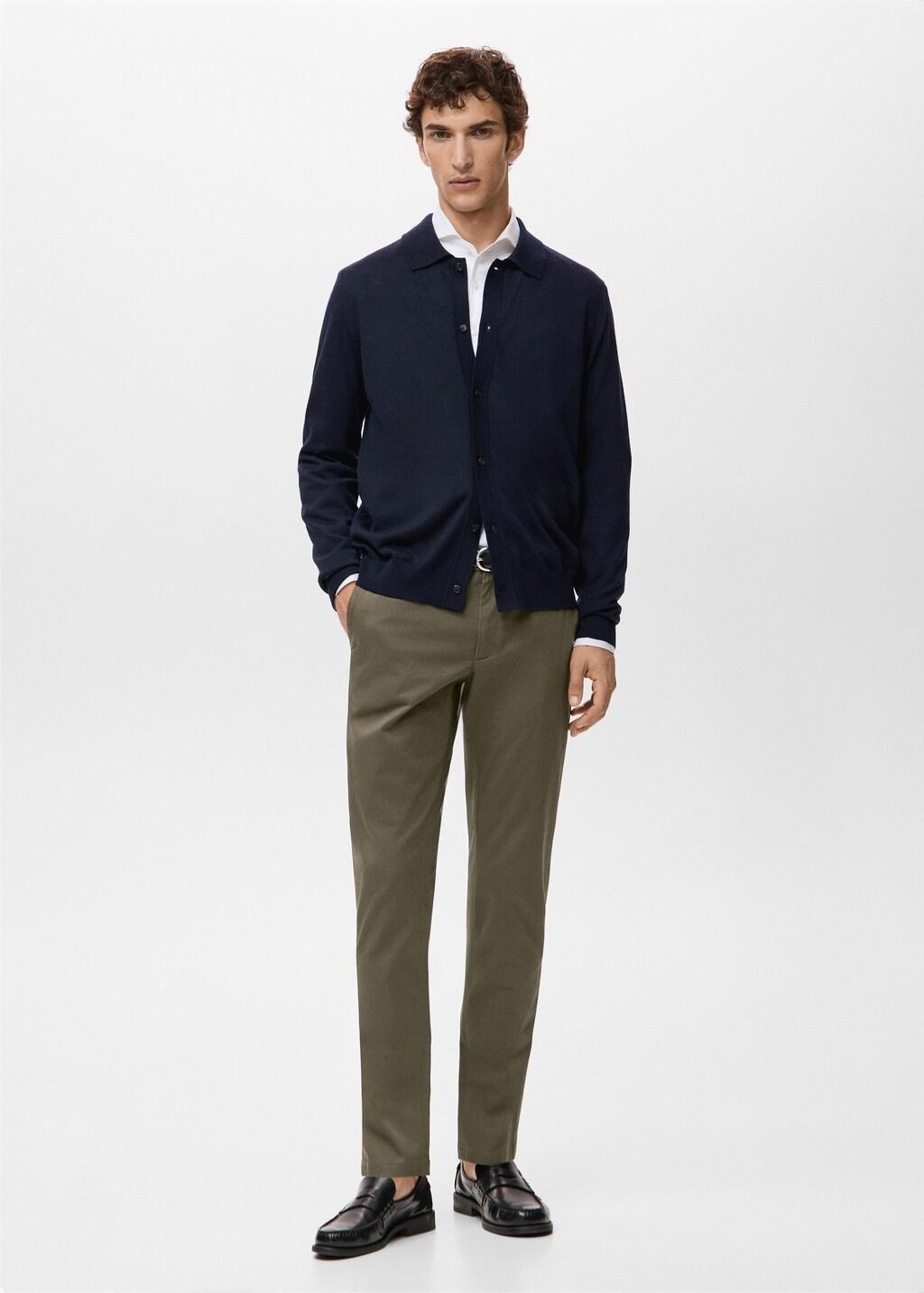 Khaki Barna Slim-Fit Twill Chino Trousers, Beige - Khaki, large image number 0