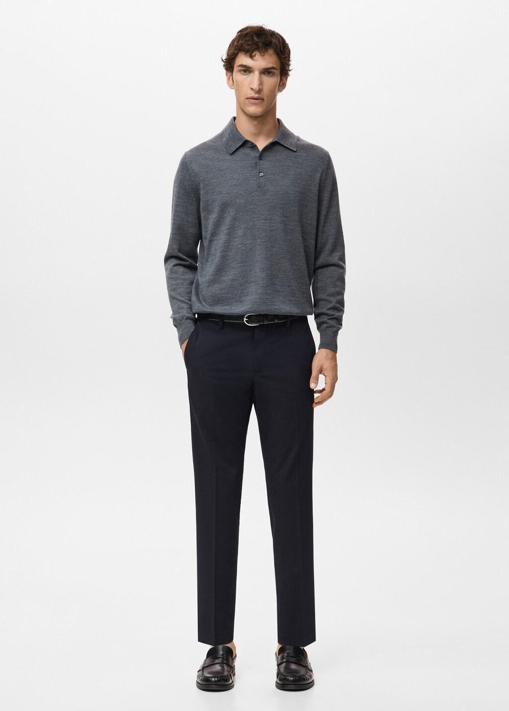 Navy Barna Slim-Fit Twill Chino Trousers, Navy, medium
